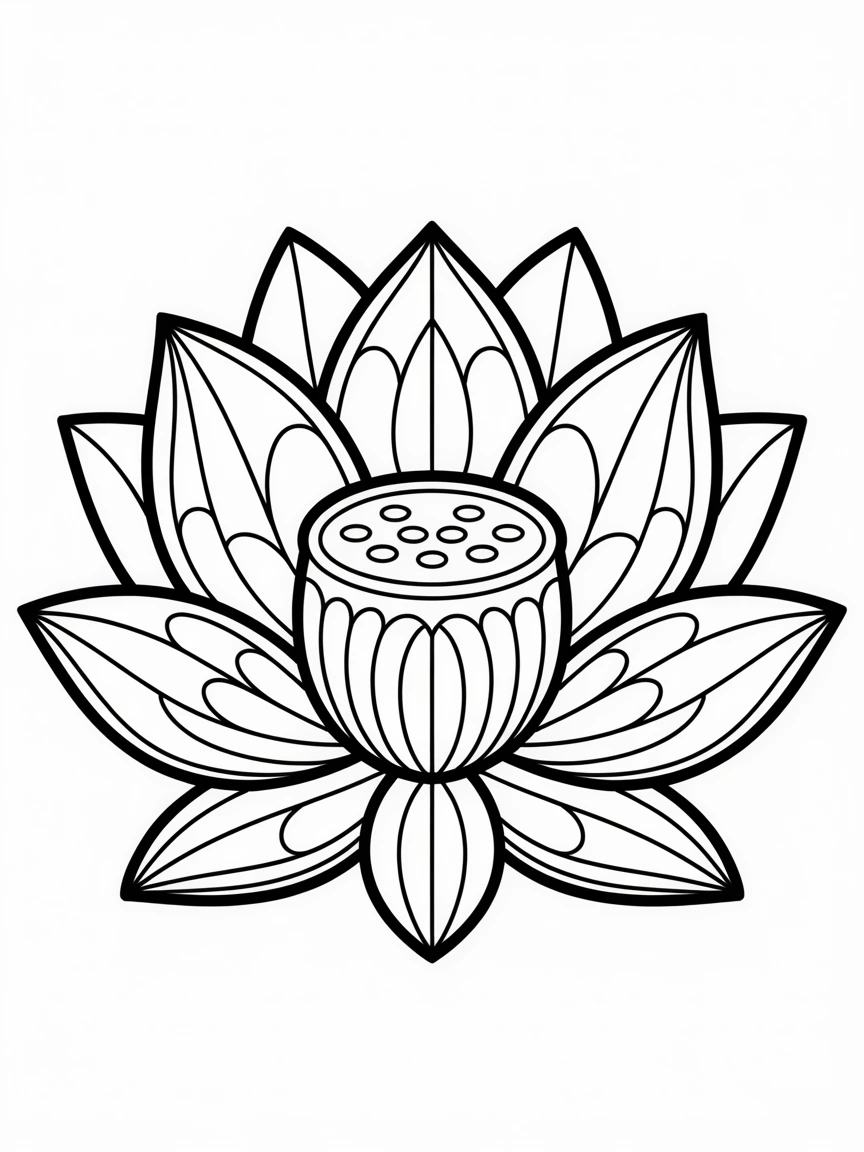 a black and white line art illustration of Lotus