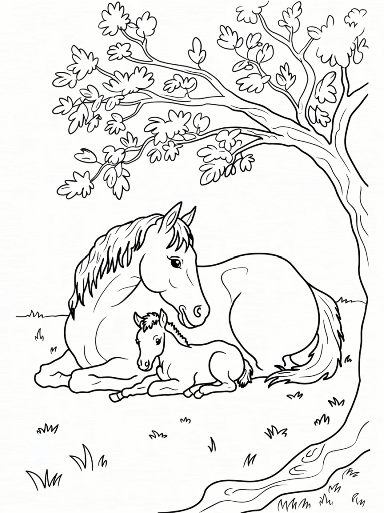 lineart of a mare and her foal cuddling AiyZTNpbQeu1MEK7lMTowQ K9kYw5k4RFGlFxbqhEGD5w