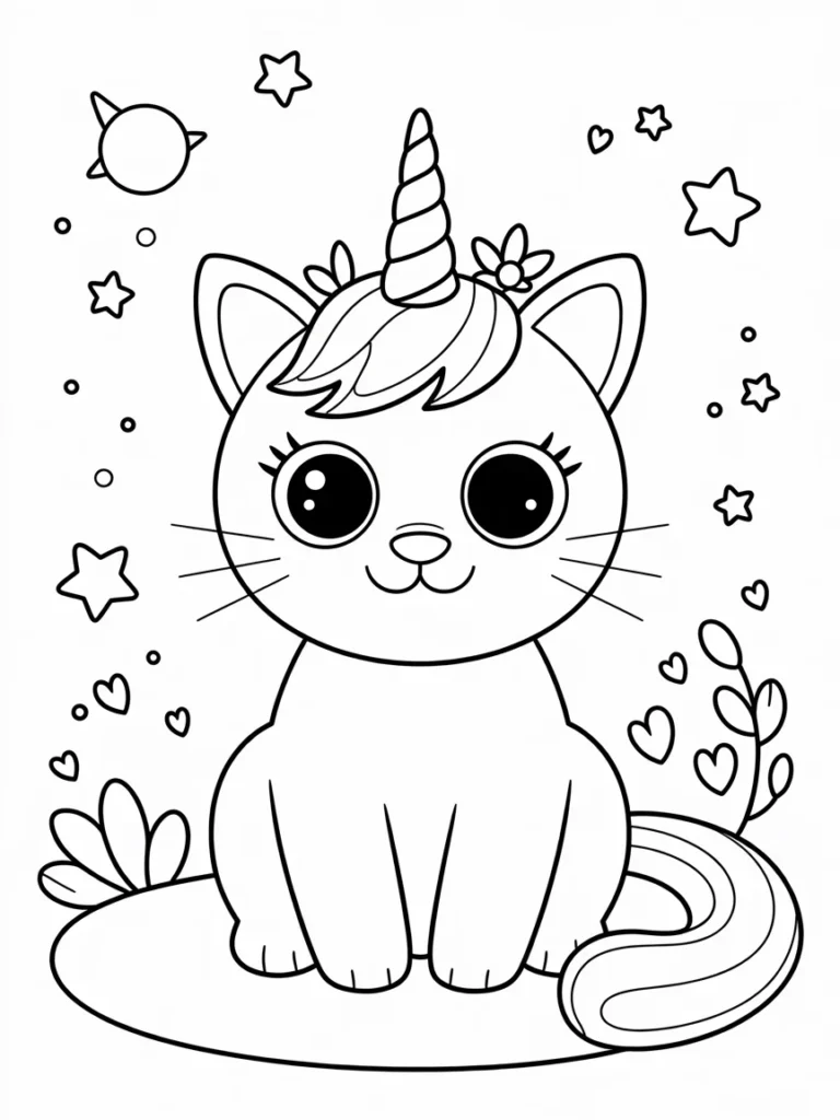 line art of a cute unicorn cat children AMg bAgKSK6s4snv9hB3mw aIIfR875Q SdayHsa9fcxw