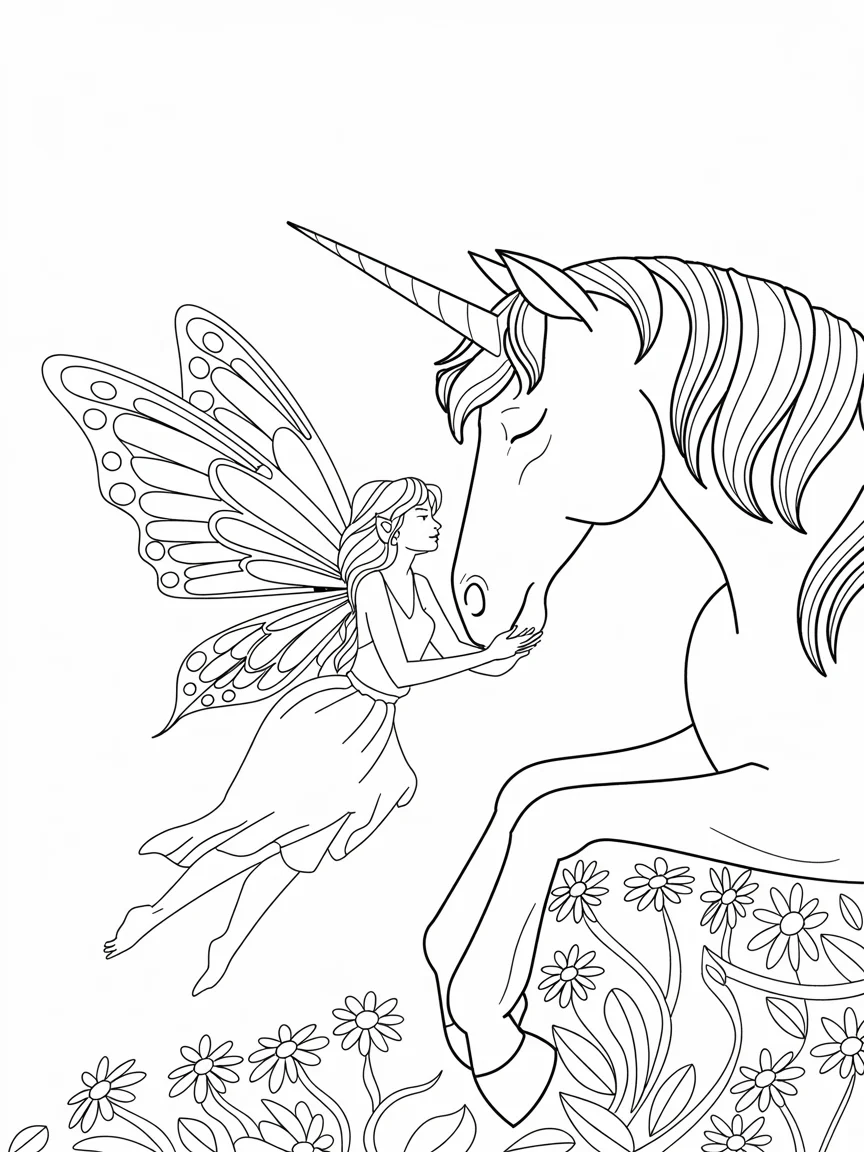 line art of a fairy and the unicorn adul gbsnwVrHQEyaVH41jrI5gQ abaYc8AjQTW0dG61saRj w