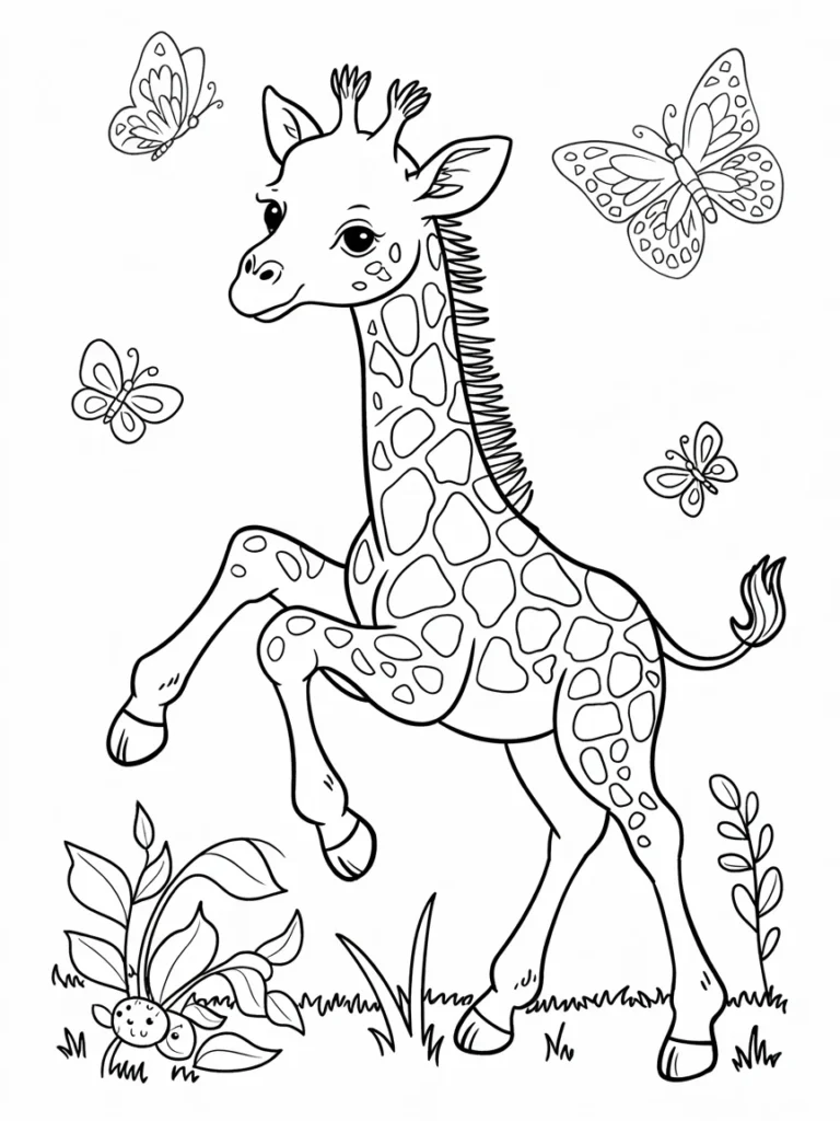 lineart of a baby giraffe playing with b 5FDD8Tz9Q jWK9RSz 9eg C2HPyOjeRwqWOyYFRRepiQ