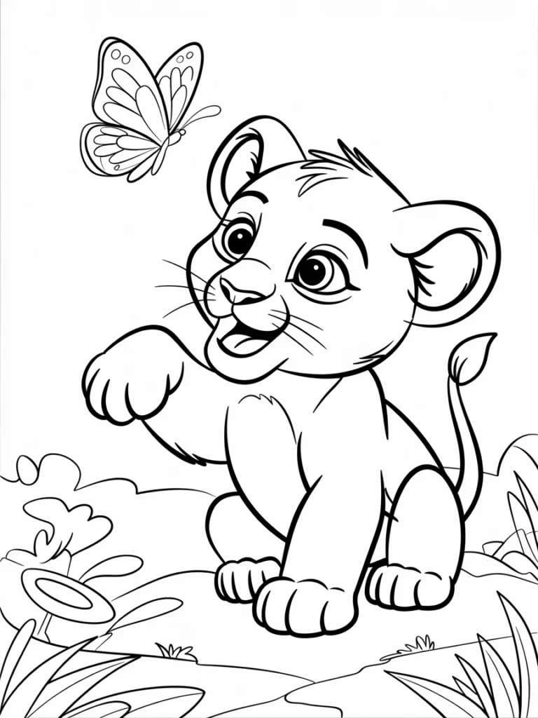 lineart of a baby lion cub playing with s8WbQJQkR1CG AOK2O2ZqA Y1fcJ9QgQQ2yVfnrSvh4fA