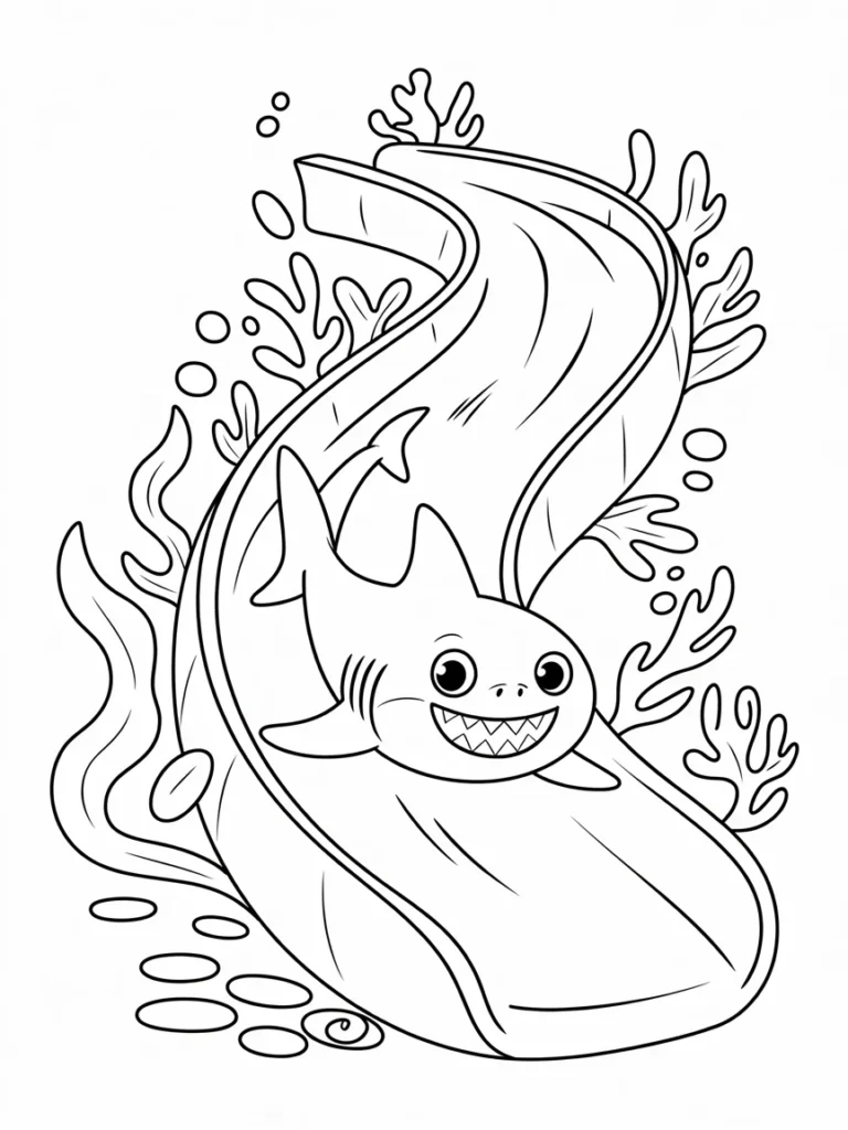 lineart of a baby shark sliding down a s Lxb LVOhR06f umUNavKkw 0BaeSB dT S24SoTdBSguA