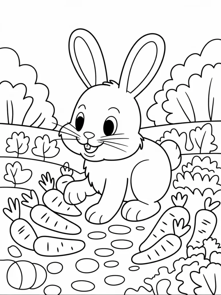 lineart of a bunny exploring a vegetable woxLT 3MQImw1rAxceE Ew 2BO0c1arQFiQCVy3PBWTHQ
