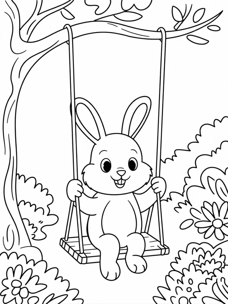 lineart of a bunny on a swing hanging fr vYPjVQ KRWalXiRY4LEwJQ pXRDlZR3T OrylNDUmyVA