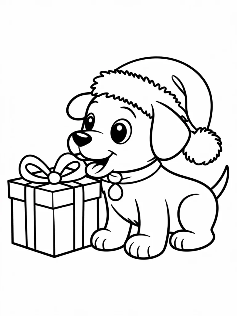 lineart of a christmas puppy wearing a s sw8SRmANRmKSW2ecrWLO3w X 64sD65TTqs3YDAcvLsnw