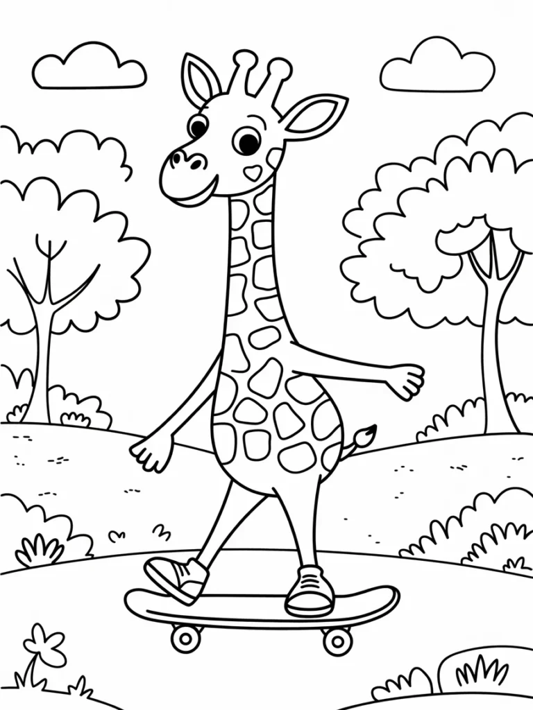 lineart of a cute giraffe riding a skate fC7W8Vf3TomQaOEYpG8WFw pUPzEDW6TfCqQ3lNSTNGtg