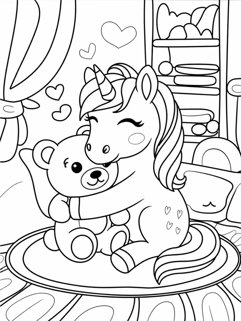 lineart of a cute unicorn hugging a tedd hVkg2gVsSpiLGWwAnNpDww OAD7k0SmTcijHD iwjz34A