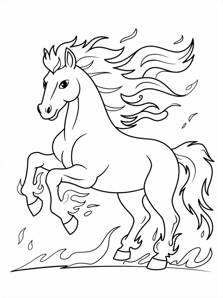 lineart of a fire spirit horse with flam dx1djN9mQ6ecNrA5D0JiNw vTPg3acvTfWG04wzEixAew