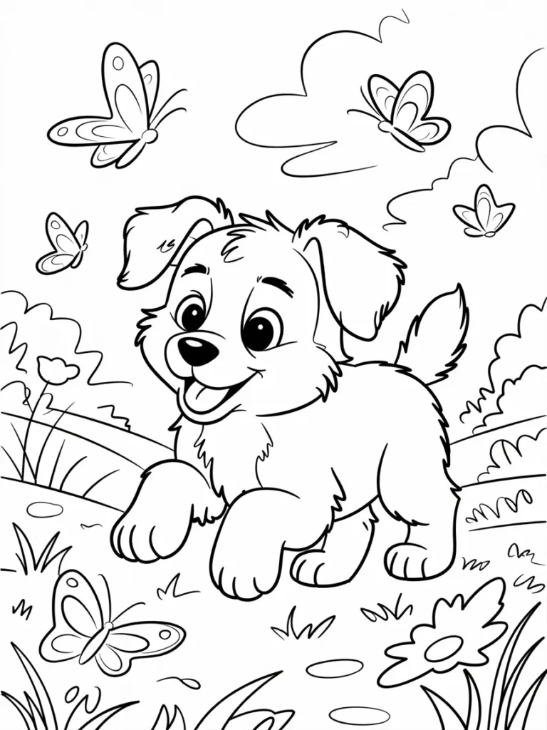 lineart of a fluffy puppy chasing butter r3zBcZzLQEuMD7k0 zS7Tw 1f1WCb7XS iZbJdv9PJePw