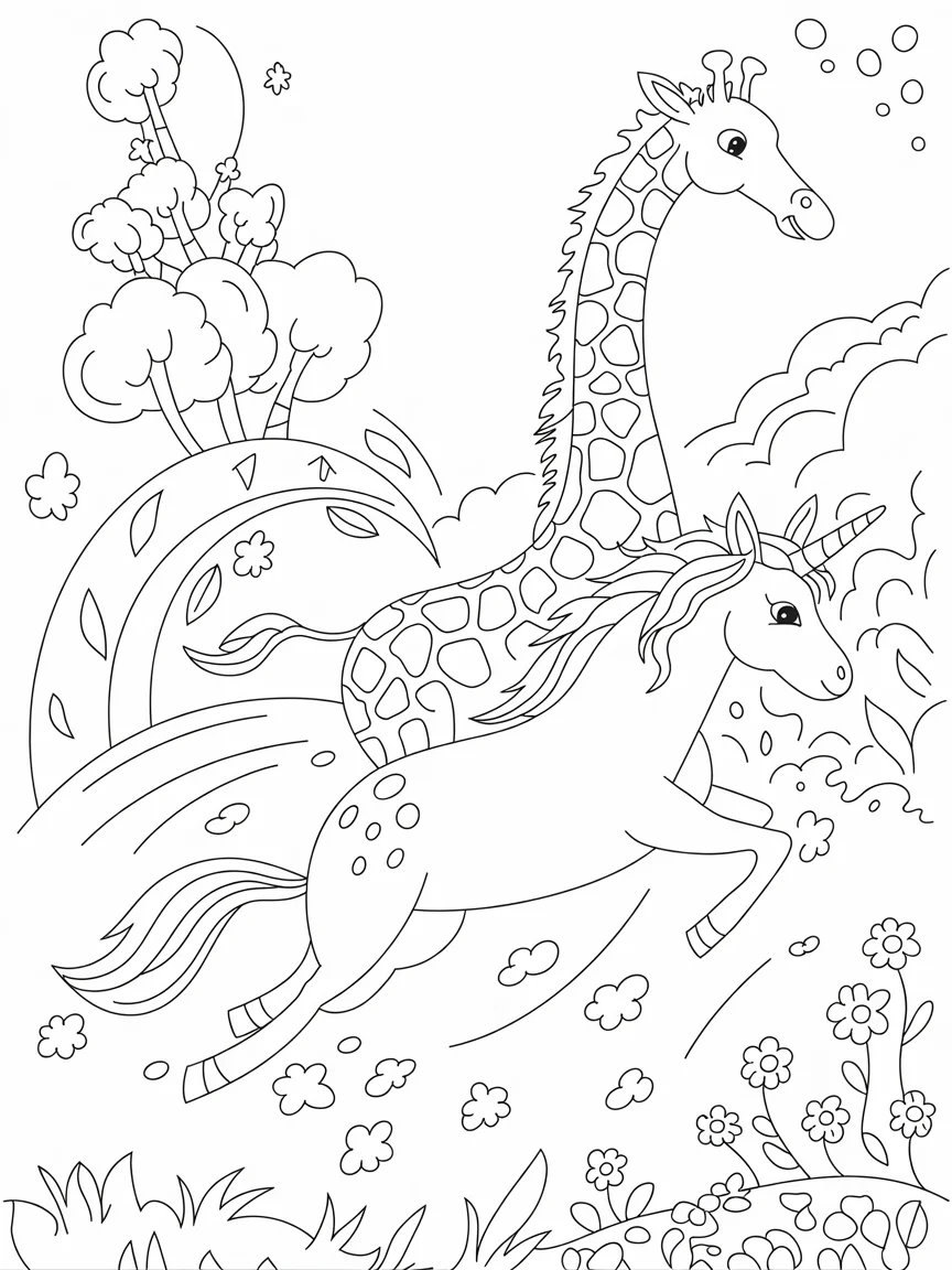 lineart of a giraffe and a unicorn racin eDImk58iRQKlnceo yUl3g y66nTFQKTmCuGgDYbOCWsw