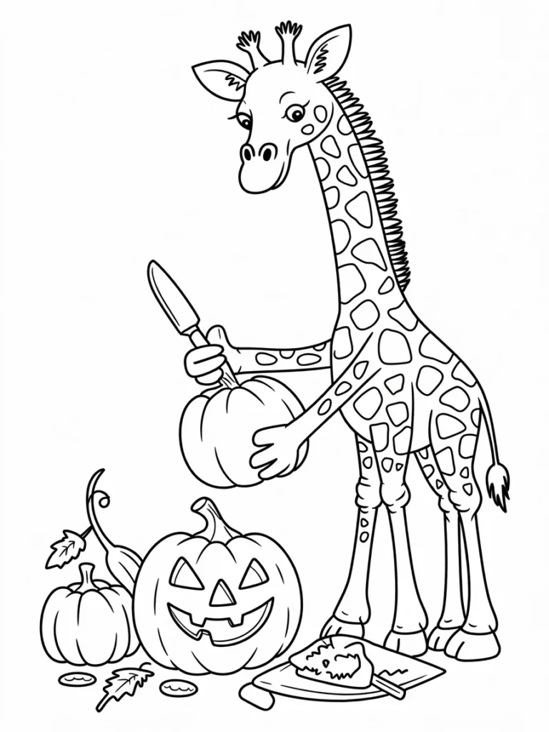 lineart of a giraffe carving pumpkins fo GgRIUOwvRB 69l5BxLLDkQ I0Ounlv9Q4alAX4zfoKSKg