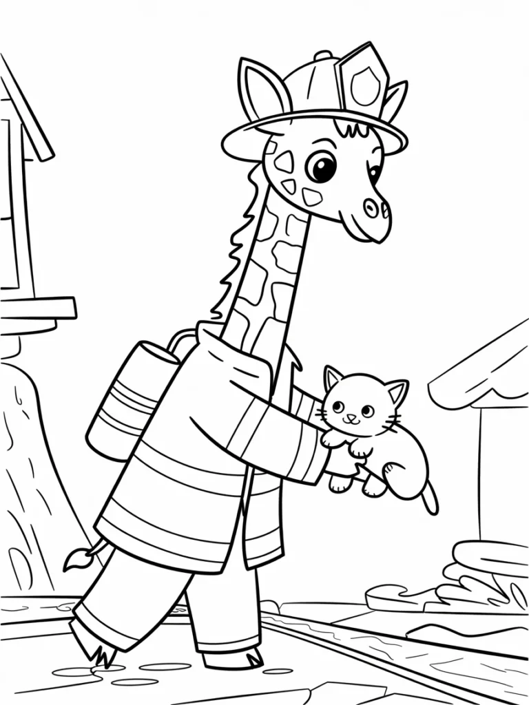 lineart of a giraffe dressed as a firefi DOT Z7L SGOQwwqOITSNNA bekq kNkRRSJtvwMxzKdlg