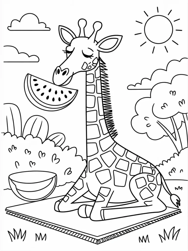 lineart of a giraffe eating watermelon a ve28CGJlTIGRFvbT0RtoVQ WQ8TOVTdThaOhfbS1mMM9w