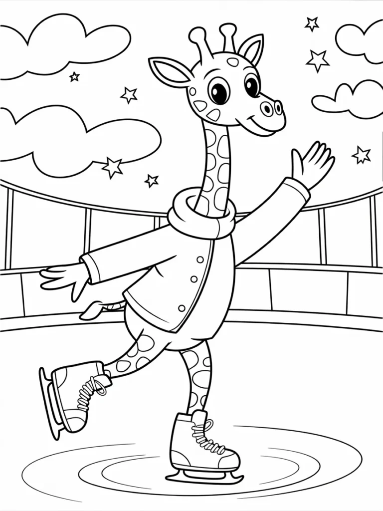 lineart of a giraffe ice skating and mak mpi1DK1FTGu2vEHqfFOYeQ LJBuwbu9TFqcsK690xPzqg