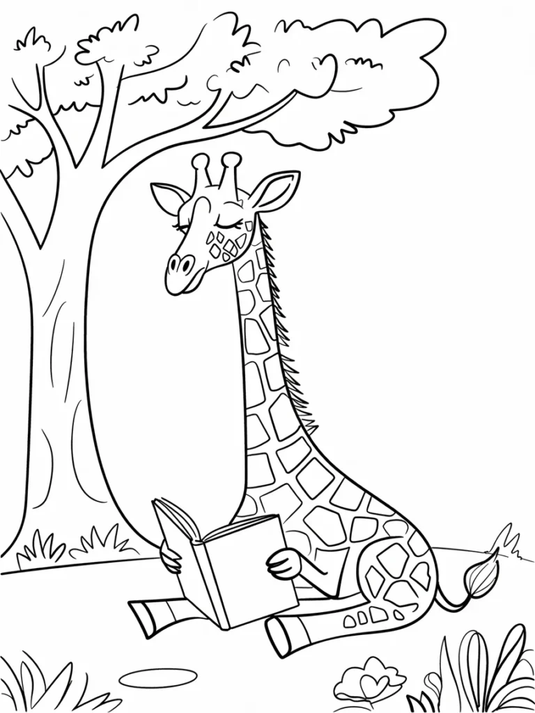 lineart of a giraffe reading books under z0GQVv8zSVuPEHHqpp6BuQ ne xElIhT5uMwg23KUdkAw