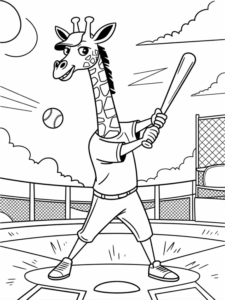 lineart of a giraffe swinging a baseball fRKnKQYLQC6 L5lXShVKdQ SuZsVNxdTbe8w27rc0rYTw