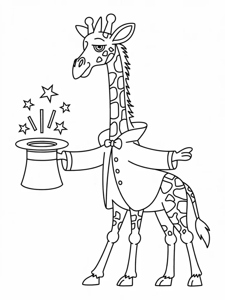 lineart of a giraffe wearing a magician rUrqazptQ22G7GXJKTpKPA IQmfuqVURAKe9ognotlLAg