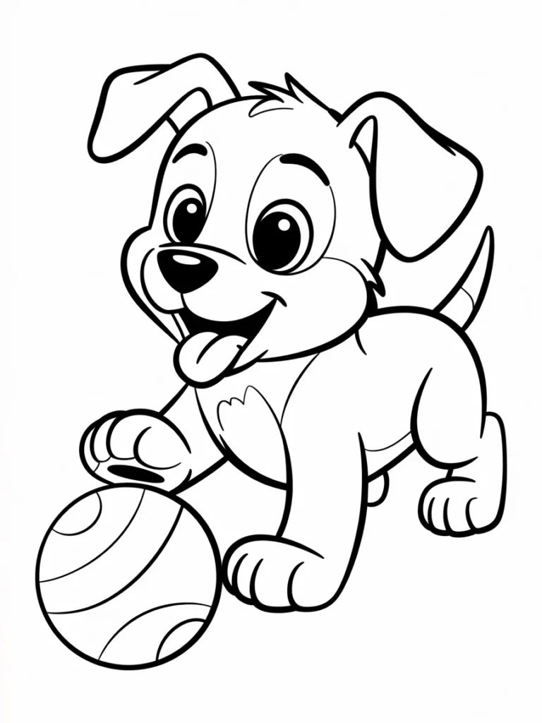 lineart of a happy puppy playing with a WvfIANHaSzGqge 7580plw sNEz5oSbTvq6zNaoA3xK2w
