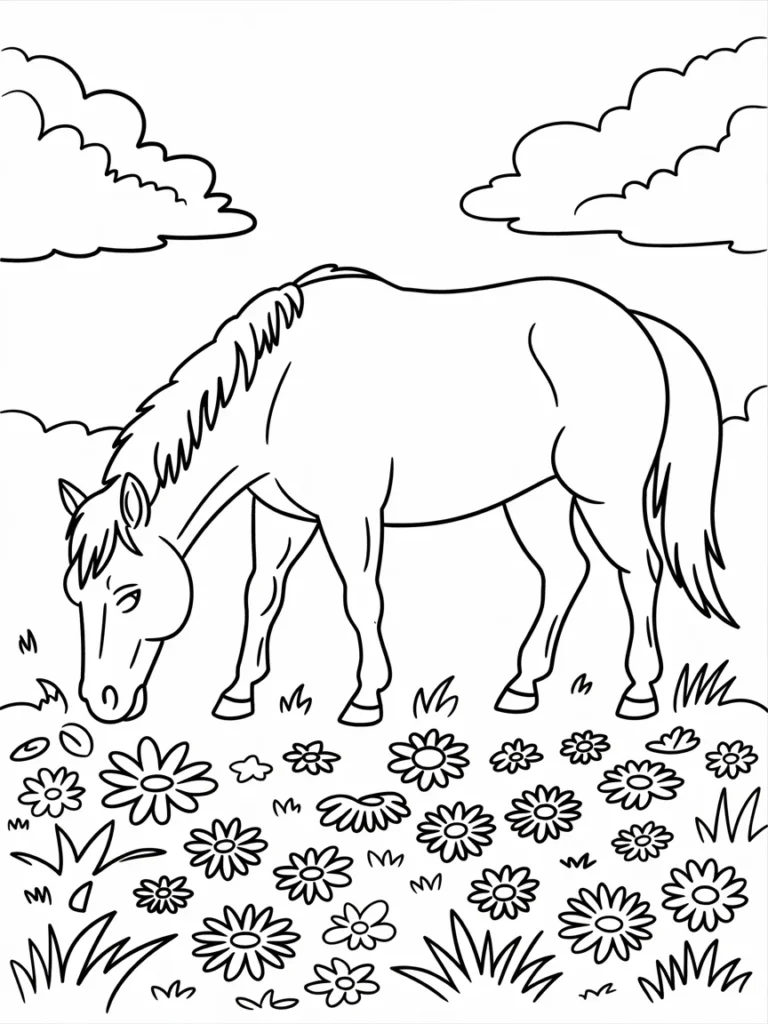 lineart of a horse grazing in a flower f c0w9QxrjSZm1 PExb0wySw 7r970fxzRJS Fb9Cdy6IQw