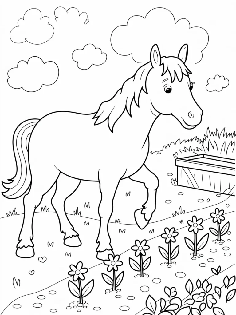 lineart of a horse helping plant flowers A5IYw8CdRbmpZdgiuKdjow u2pO06h6RCS7pcmxgcslJQ