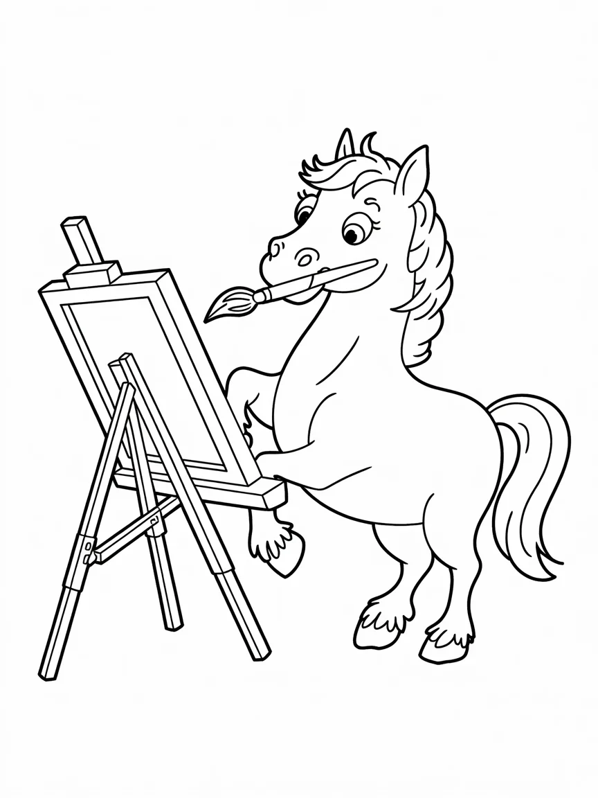 lineart of a horse painting on an easel PaGgzyhLSnukH9N0XQw3yg B1w0 7NrSieJMs0L 3PiA