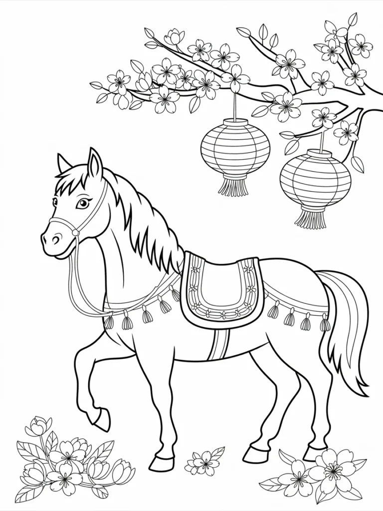 lineart of a horse with cherry blossoms jool QgRQdCeW5x0cuMo7A 5rRM7OZ7TiyI1q9h3pVdMg