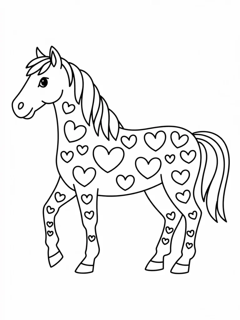 lineart of a horse with heart shaped pat uHsiN FsQbmEotOuldqr3g Npyxvn4AQSK6cX49DFIoxA