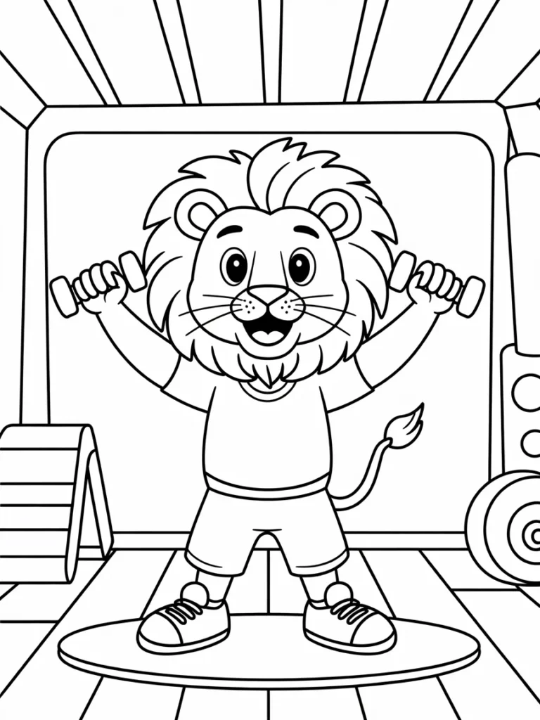 lineart of a lion lifting tiny dumbbells BdWMGbvVRI2oGWnA1DjS9A ndXs37r9QQSYQNQ9PR 5RQ