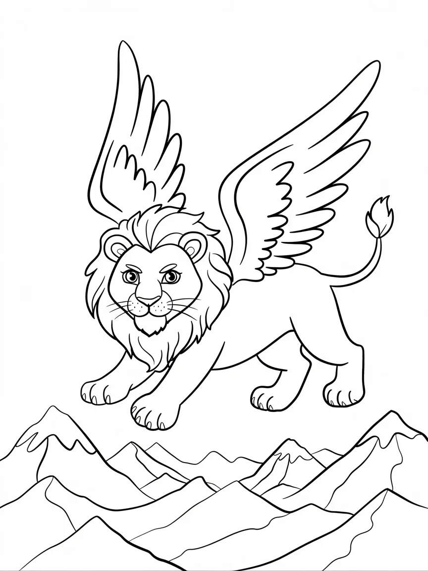 lineart of a magical winged lion flying rNZVelUVRXujVjENanFlgg bYWIMCQ1T26RKIz F2f8Nw