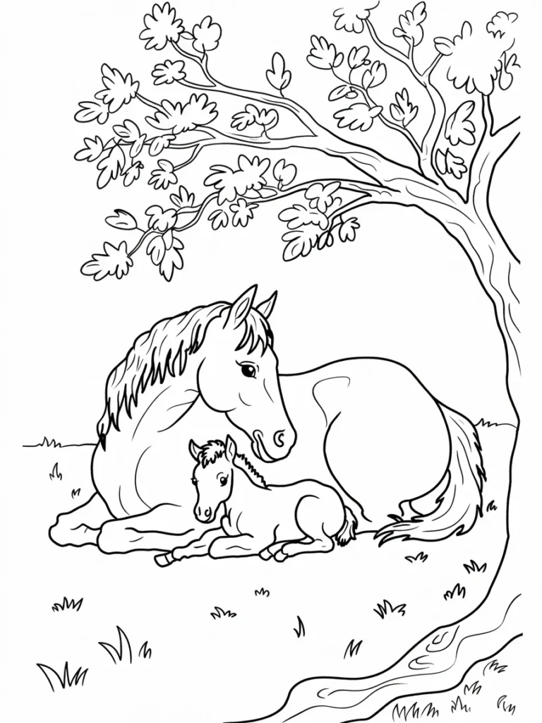 lineart of a mare and her foal cuddling AiyZTNpbQeu1MEK7lMTowQ K9kYw5k4RFGlFxbqhEGD5w