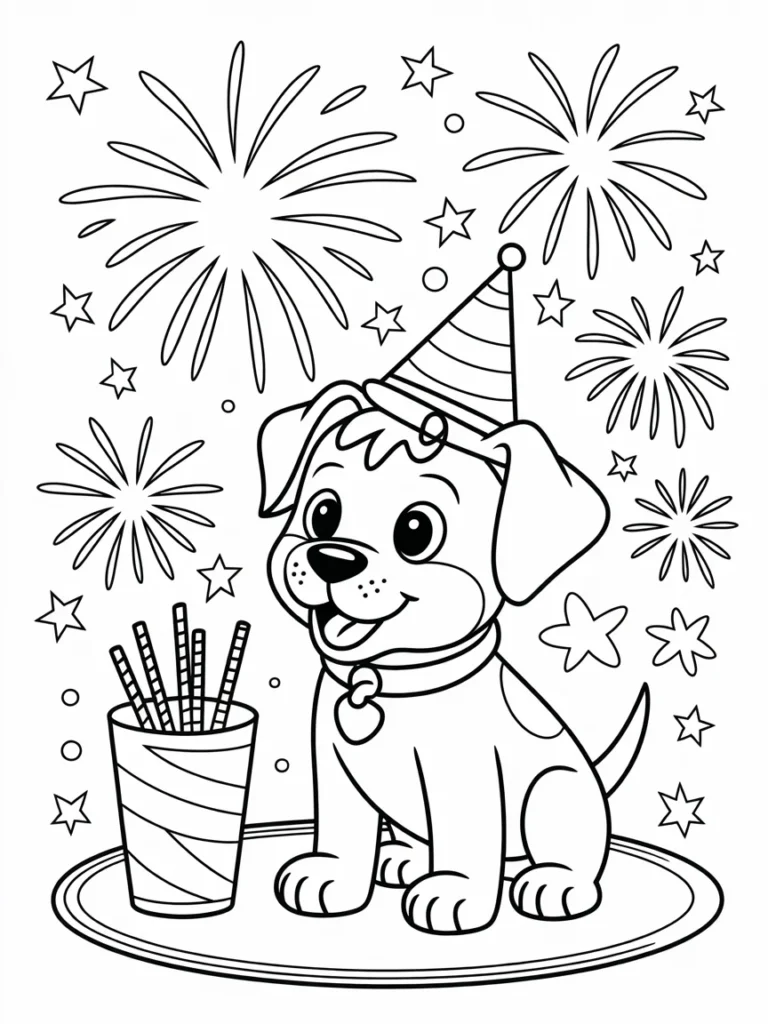 lineart of a new year s eve puppy watchi TuJQZoSiS2qgLVUih5 dvw GOovV3WITNuUb7Dk0smK3A