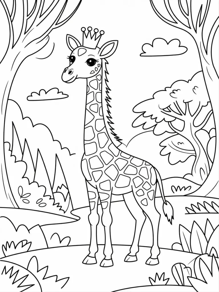 lineart of a princess giraffe wearing a y89n5 nwQrWJkntq5lY8YA 8z bQOhbRH6qcLfj9KrSIg