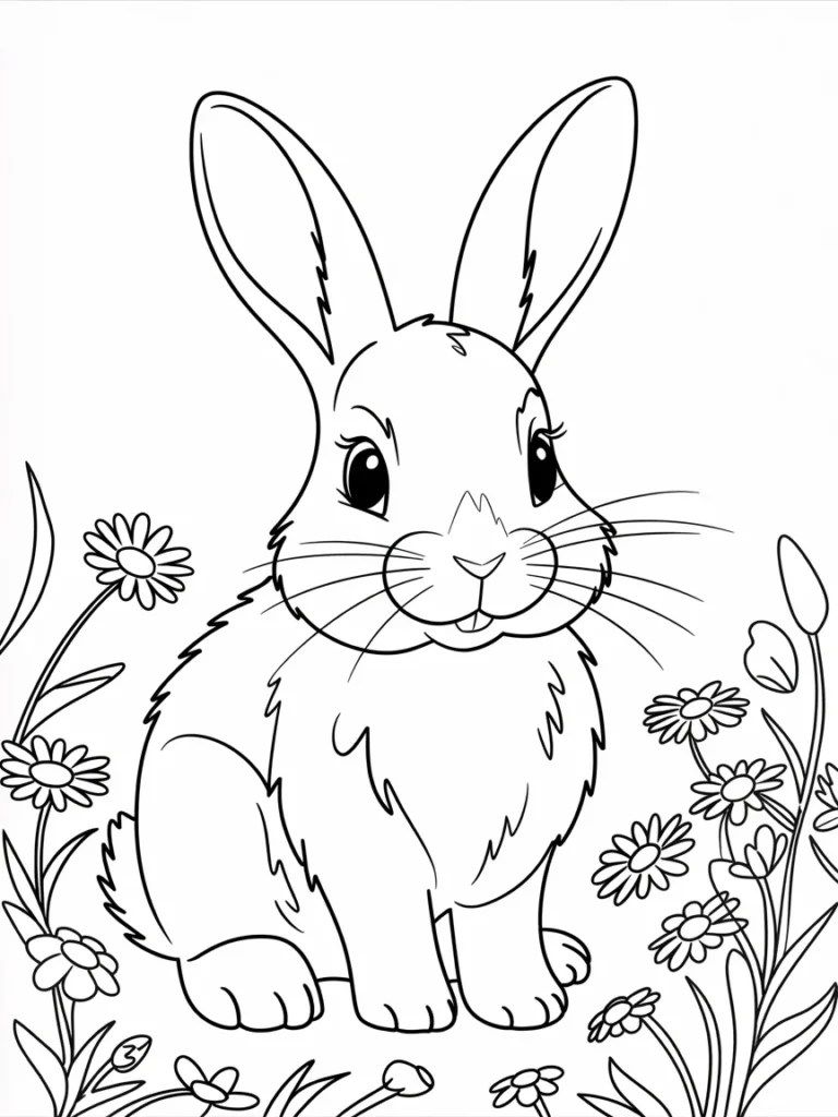 lineart of a realistic bunny sitting in fNX6x8olR6 4SI7U27WV3A Eradje8GSsmX AZuH0RnEQ