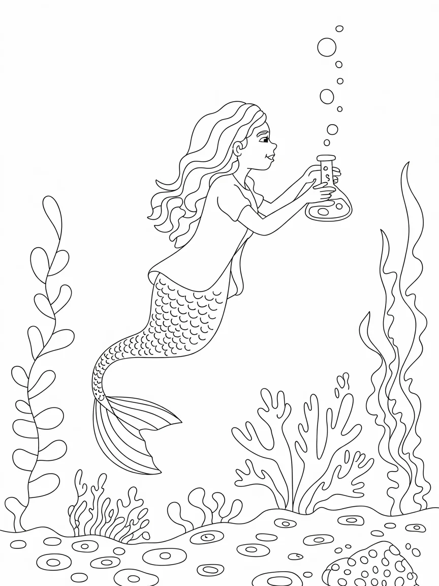 lineart of a scientist mermaid studying Xb0P9TFTRXu5XT4P7E5zUg 6y G17CmTeqA4 q71ocOIg