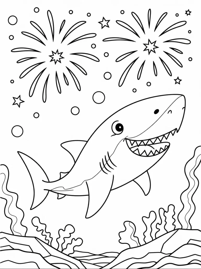 lineart of a shark enjoying fireworks un q5 eujhkRz6X HPntitfOA AtFYzEhdTyekIFuQ935W5Q