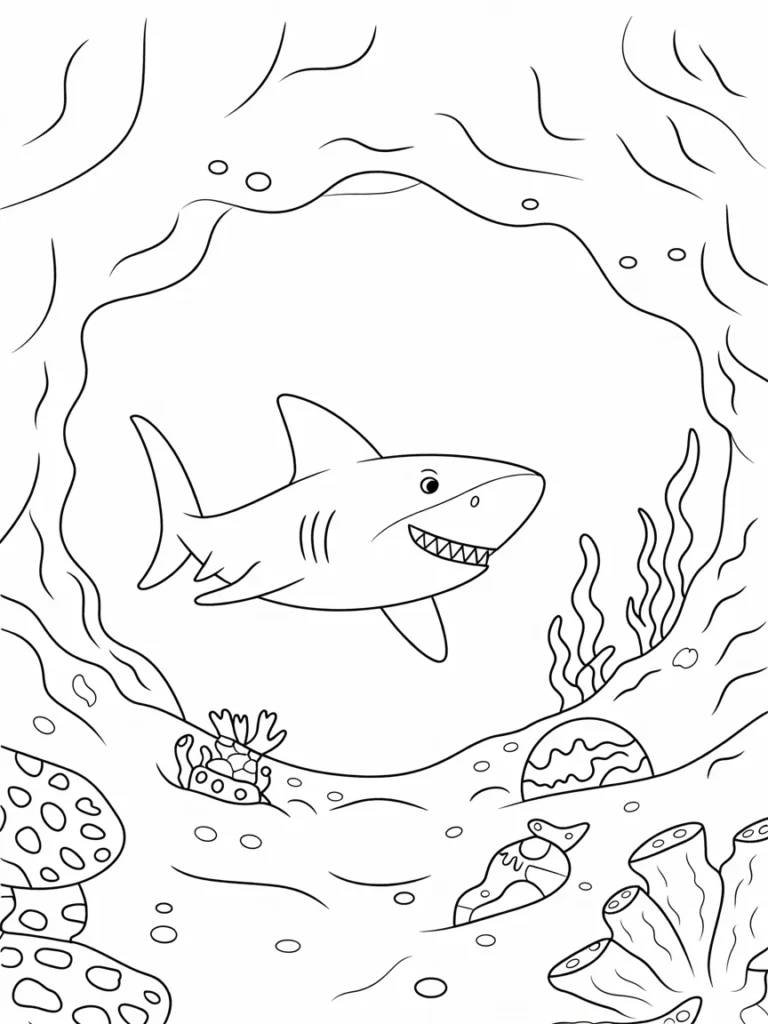 lineart of a shark exploring a hidden un RL7IJs98Q96Vvxr9dxToAw 3khSmgedTF fYg4sw dyuQ