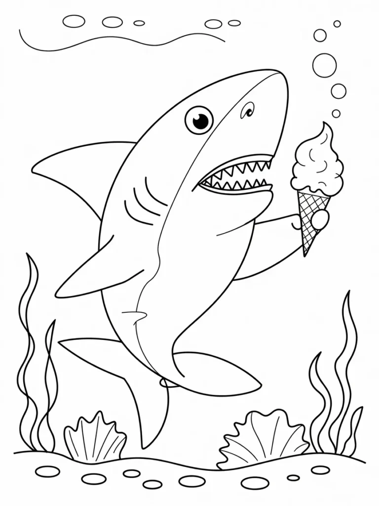 lineart of a shark holding an ice cream MRgkRkXXReeZPL 2kT GGQ CL4YTU8bTRKbHNg9caT5Ug