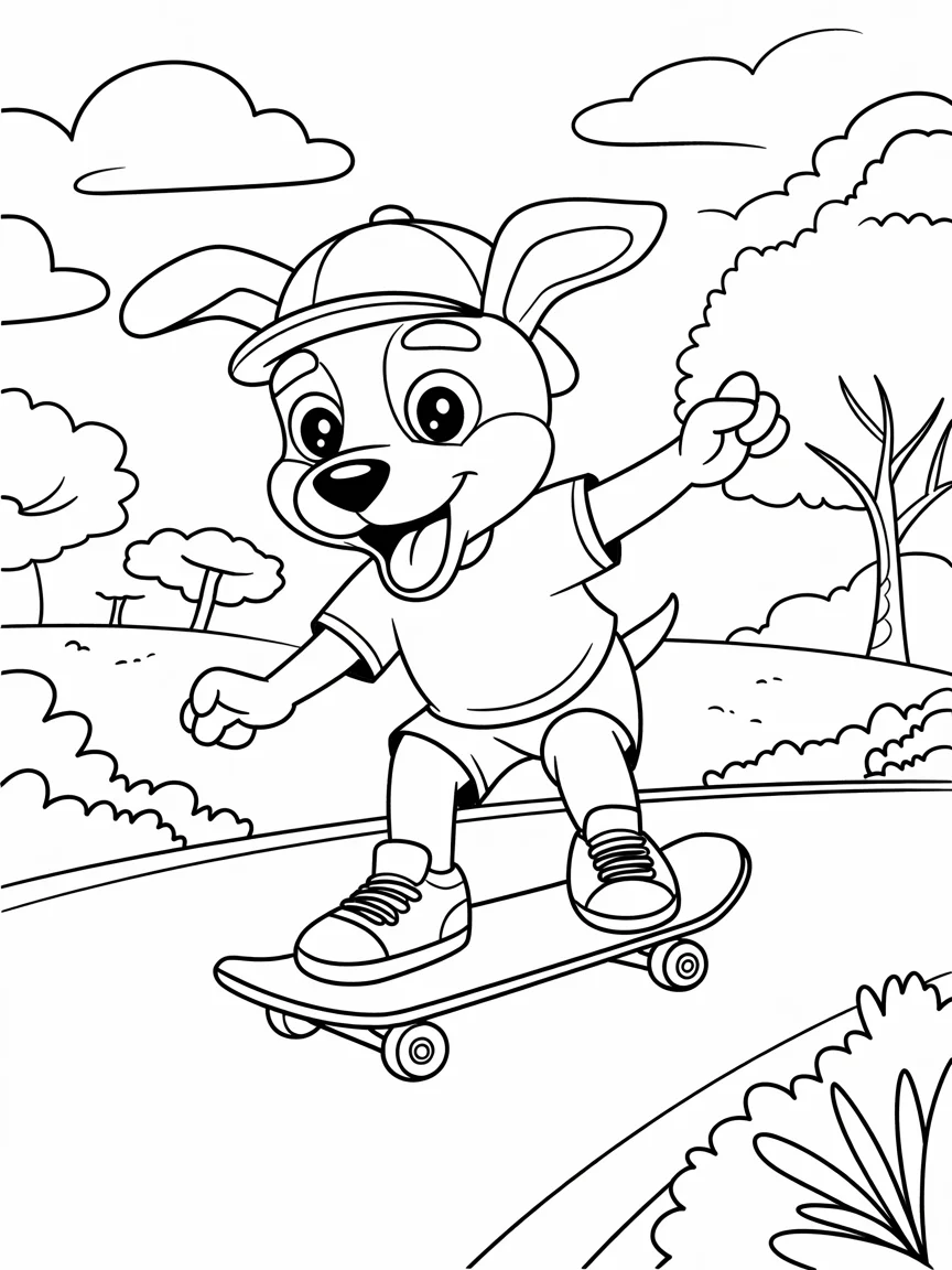 lineart of a skateboarding puppy doing t q ytRonmQmOClVVCZPJfNA KNIDFJ1bTpCk0uSu3J2t7Q