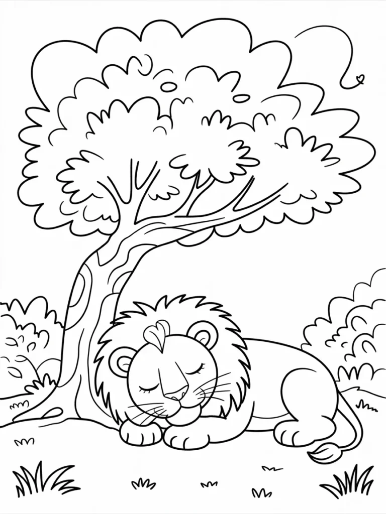 lineart of a sleepy lion snoozing under d2BnGVotQZiq9uaeDZ0IBg hQgeqsauSECnYi9TC PlpA