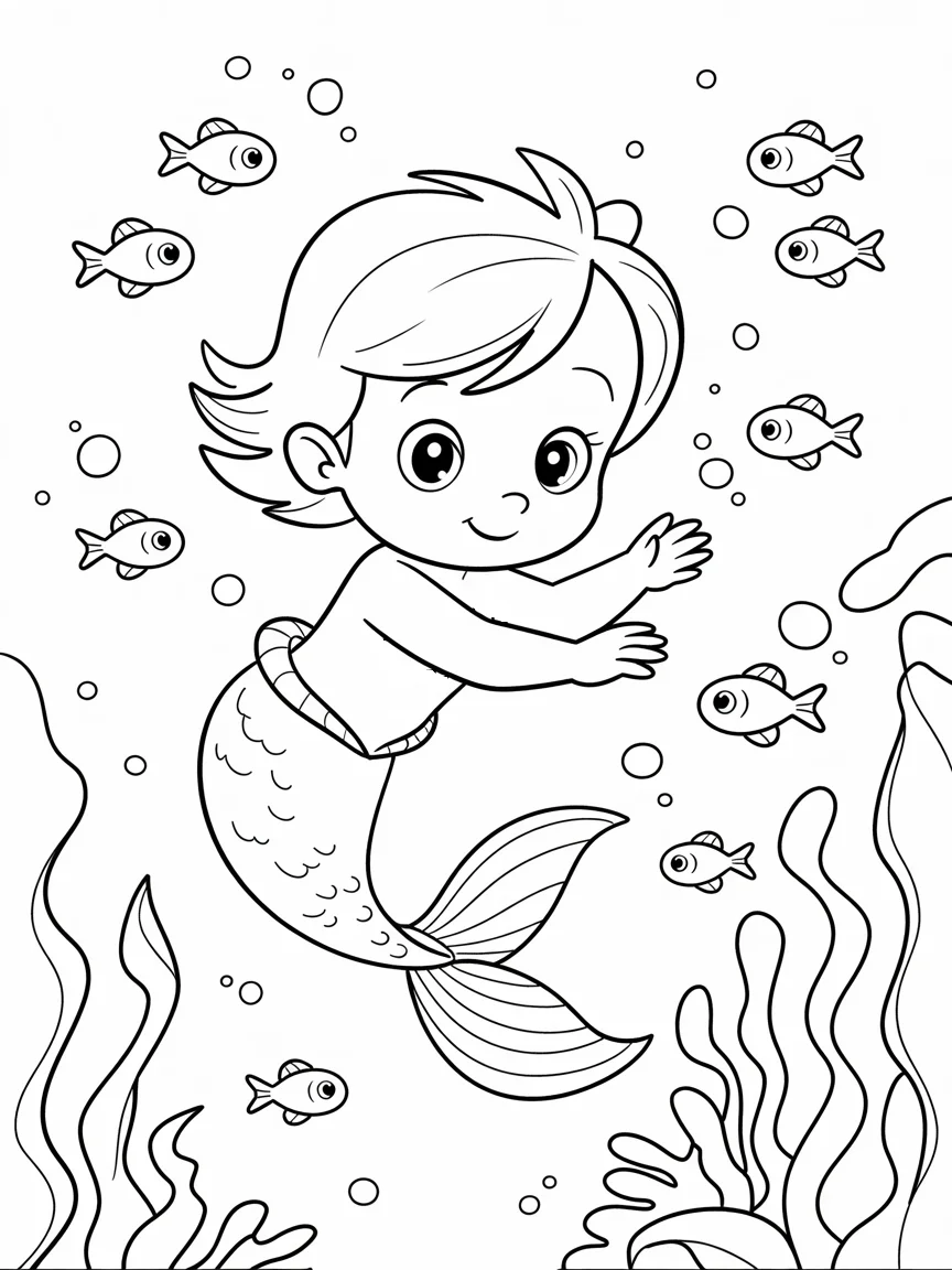 lineart of a smiling baby mermaid playin QM3naFCaSVyxnjxIRRIcnw QEWgQFoxR aozOn9ksAr3g