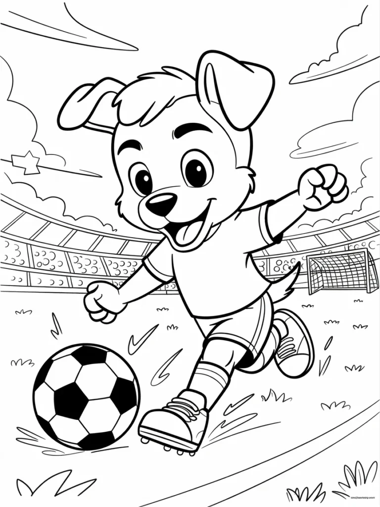 lineart of a soccer puppy kicking a ball SthH3XlTSoq5FpB pRPNdQ KIyEy995RreTTm5TeckfCQ