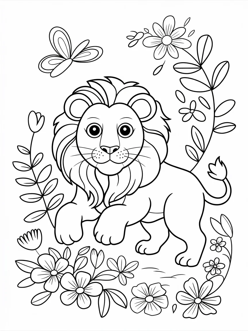 lineart of a spring lion surrounded by b V6lW6z4pQseZnPVaEbtELQ 2byjQR4qSQ sef9Oq6qfEA
