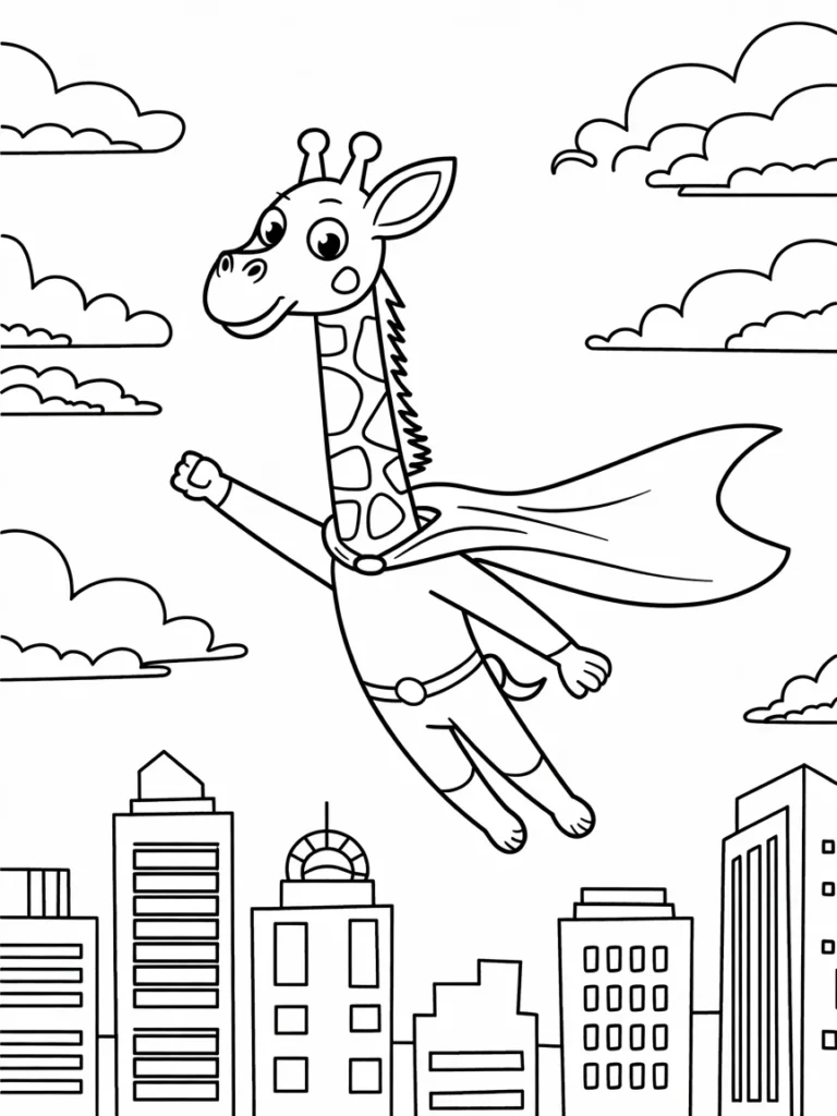 lineart of a superhero giraffe flying ov YeVQoXgqS yl6DgvjIgmvA pAKshACYSH2XqRdRxsvhig