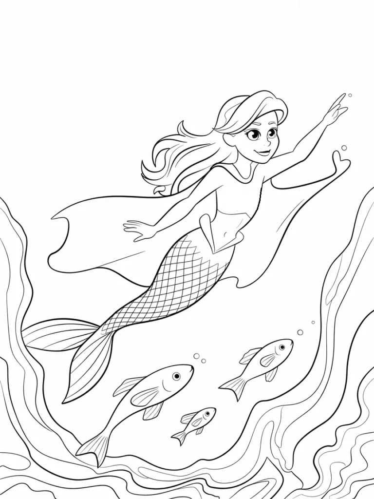 lineart of a superhero mermaid saving li wQM4T2yZR CQn itxBNZFA leH63UtjRMWO2whxkeNBYA