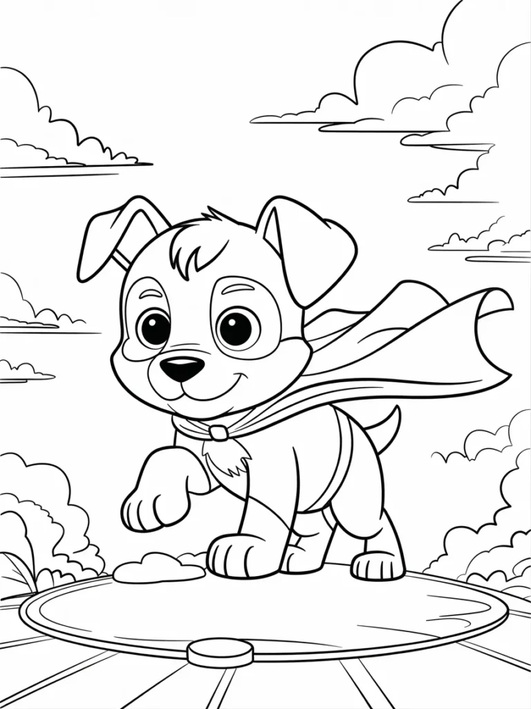 lineart of a superhero puppy wearing a c MheEHYoxTna fU2DC52LIQ p3TVi2CtSoWqQkIPaNmOWQ