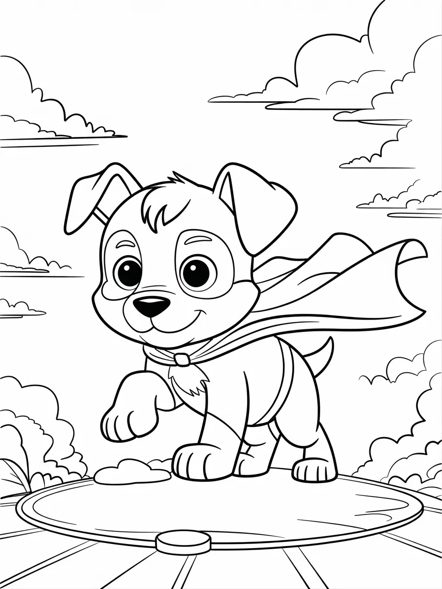 lineart of a superhero puppy wearing a c MheEHYoxTna fU2DC52LIQ p3TVi2CtSoWqQkIPaNmOWQ