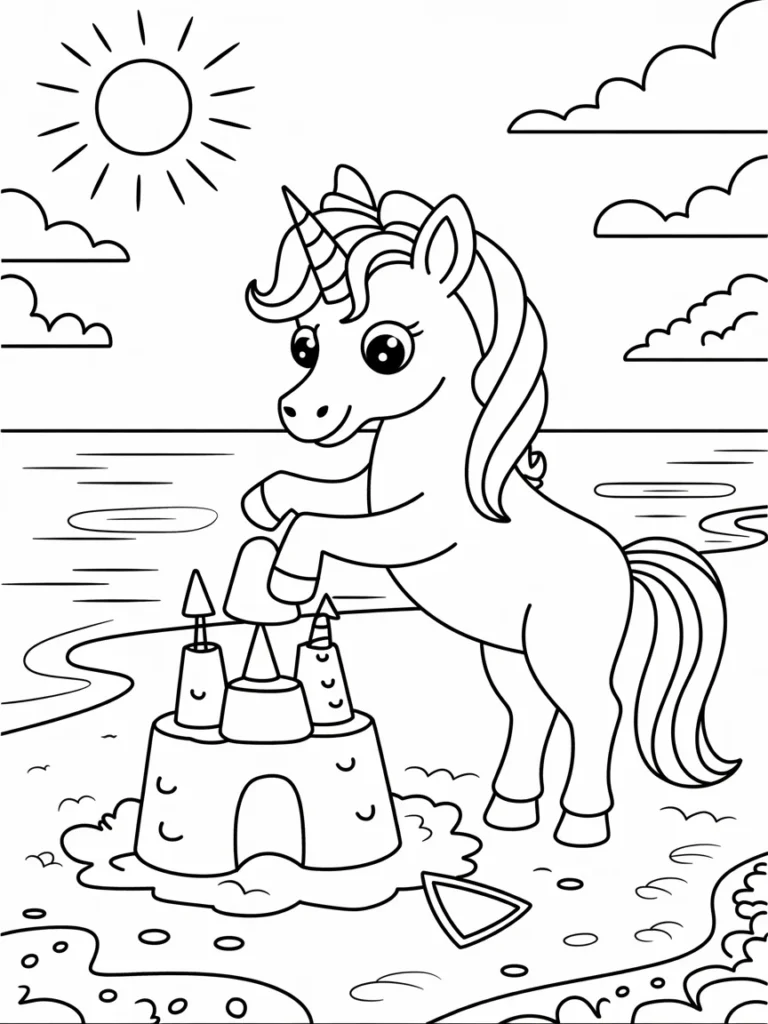 lineart of a unicorn building a sandcast uVDw5ClrQgeM92 0ftpUfg jr2M 9SpTU cOu6m7jwMrw