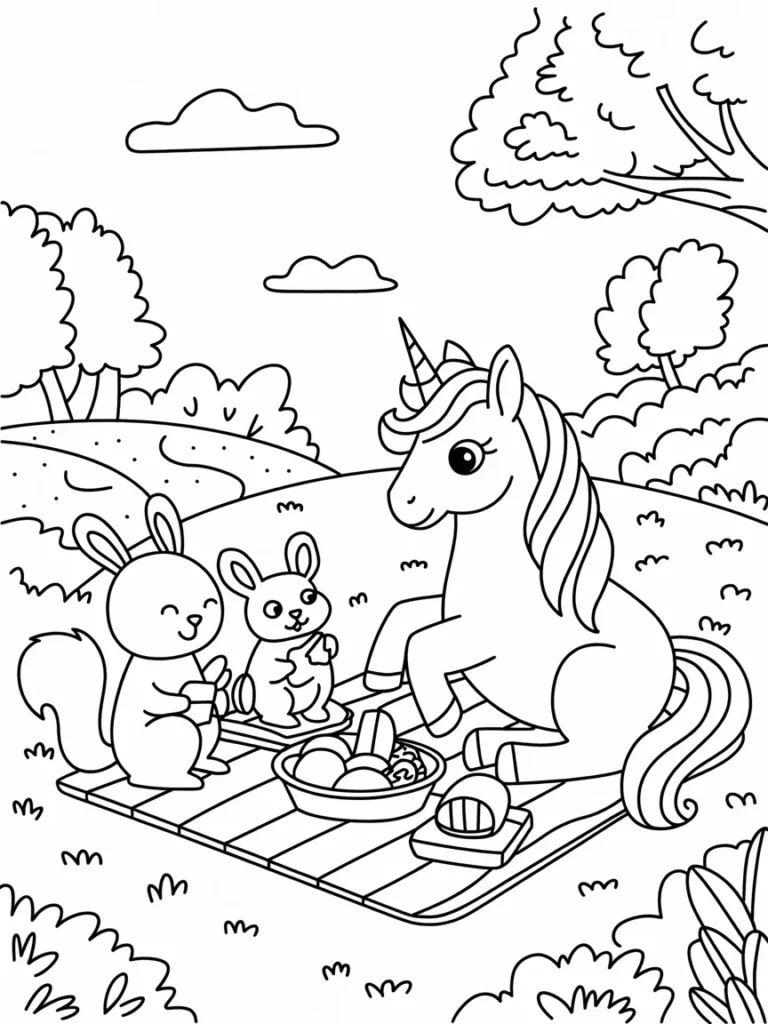 lineart of a unicorn having a picnic wit xj1YVE6 Q4e0M1GOOXzFAQ DZ6JQitiS y E8bjfDyVVw