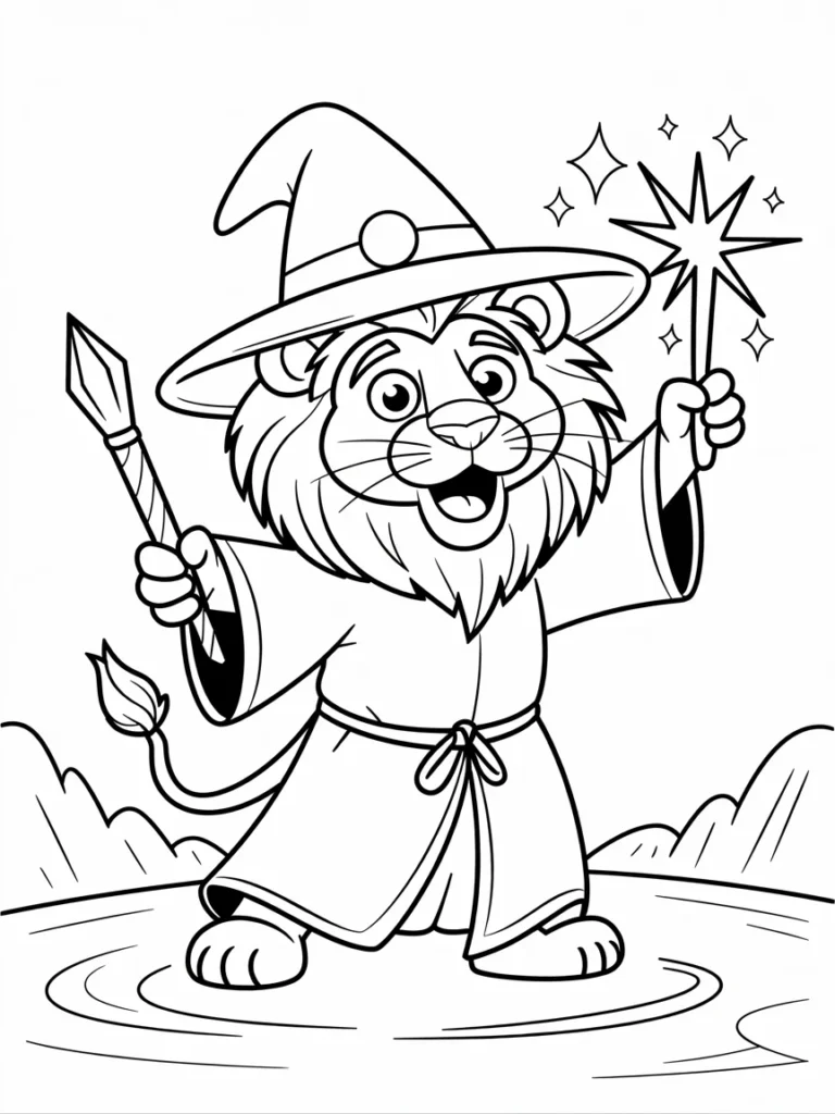 lineart of a wizard lion casting sparkli B0MOE eURp gSiUx7wlg A NqrPJE0zR5 Ze D3zLdiDw